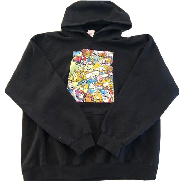 Men's L Ren And Stimpy Catdog Hey Arnold Nickelodeon And More Hoodie Black - Picture 1 of 6